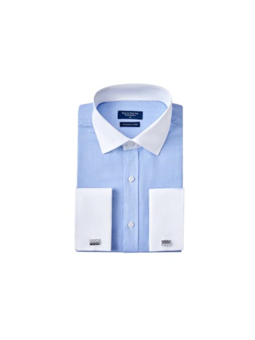 Men's French Cuff Wrinkle Free Dress Shirt Regular Fit Long Sleeve